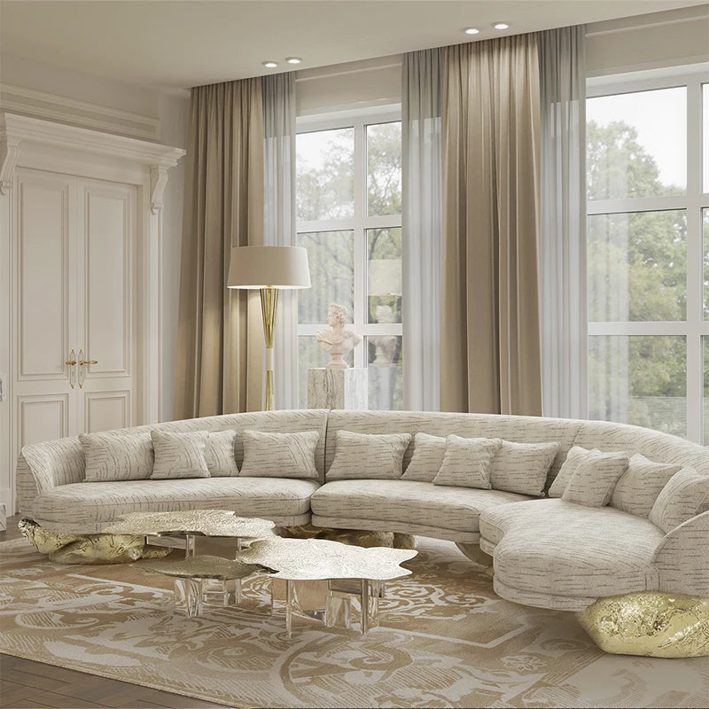 Living Room Luxury Curved Sectional Sofa