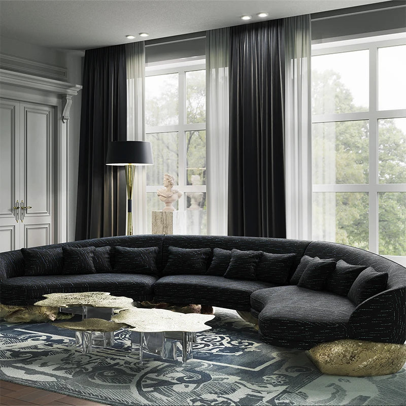 Living Room Luxury Curved Sectional Sofa