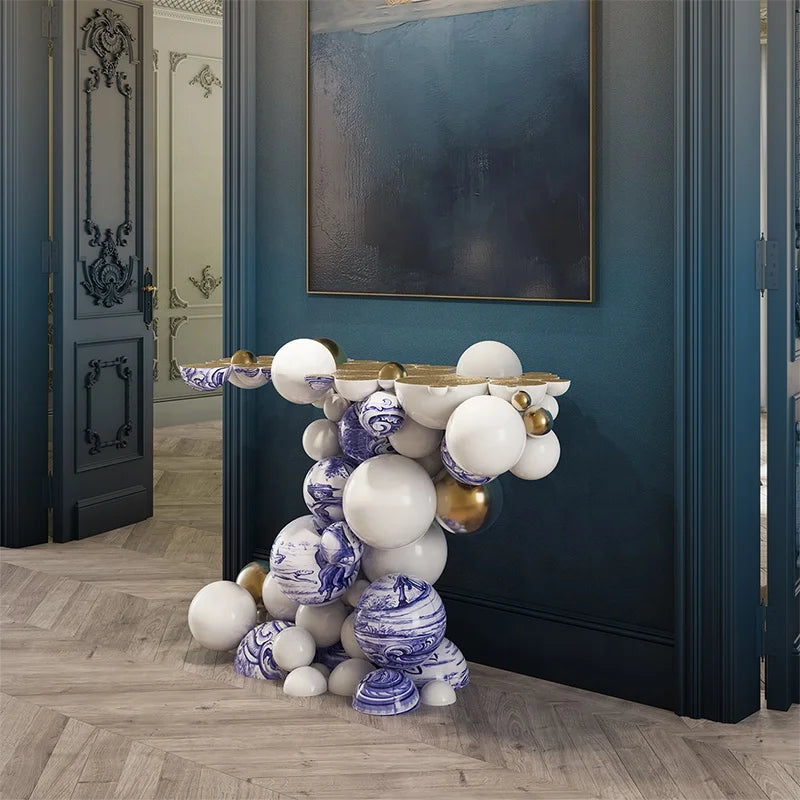 Modern Luxury Stainless Steel Console Tables Gold Metal Frame Mirrored for Hallway Living Room Hotel Mansion/Villa Furniture