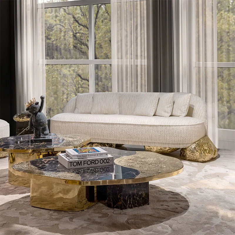 High-End Luxury Brass Art Straight Sofa