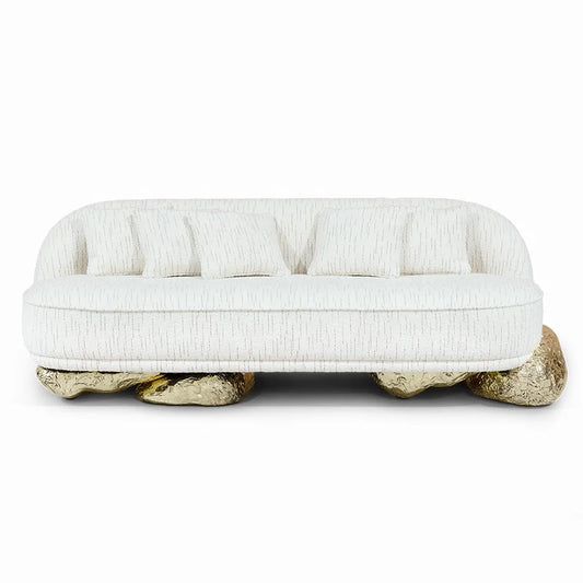 High-End Luxury Brass Art Straight Sofa