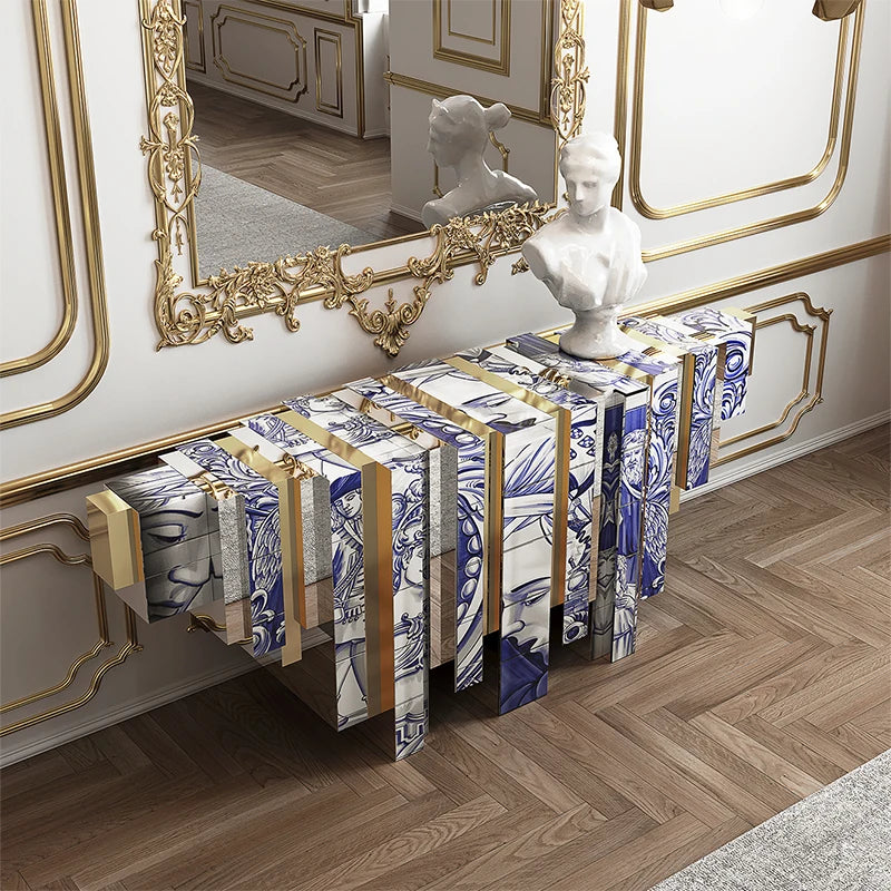 Modern Luxury Console Table Unique Painted Wooden Design