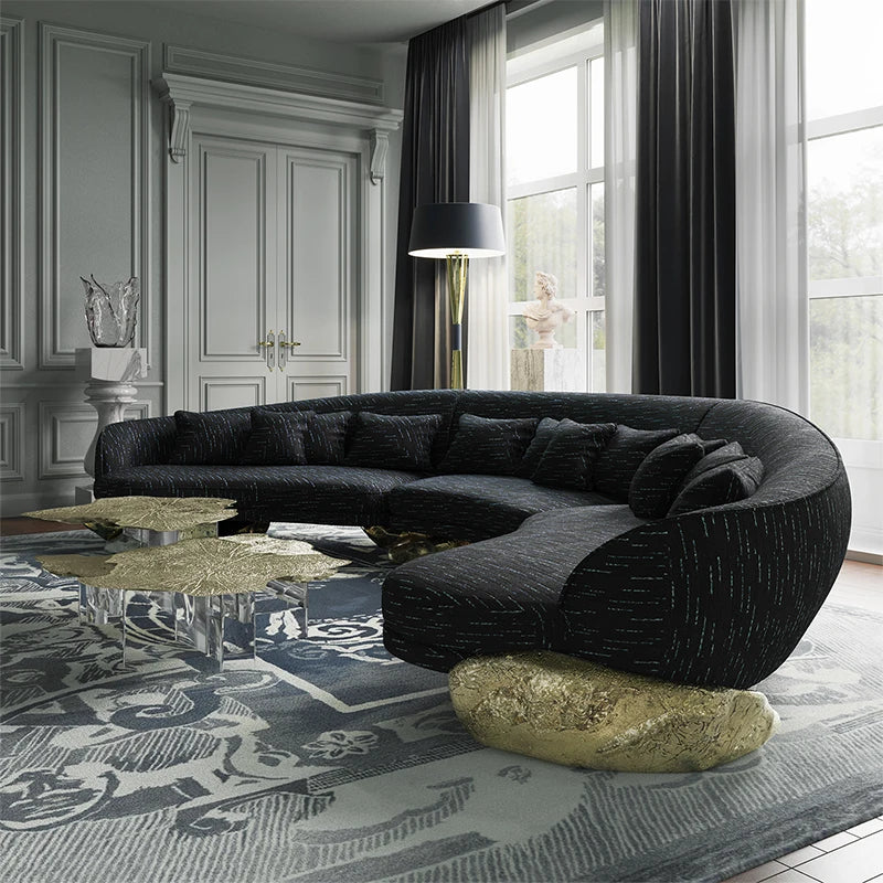 Living Room Luxury Curved Sectional Sofa