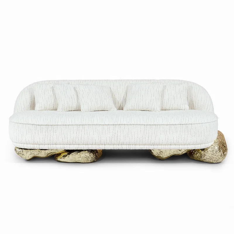 High-End Luxury Brass Art Straight Sofa