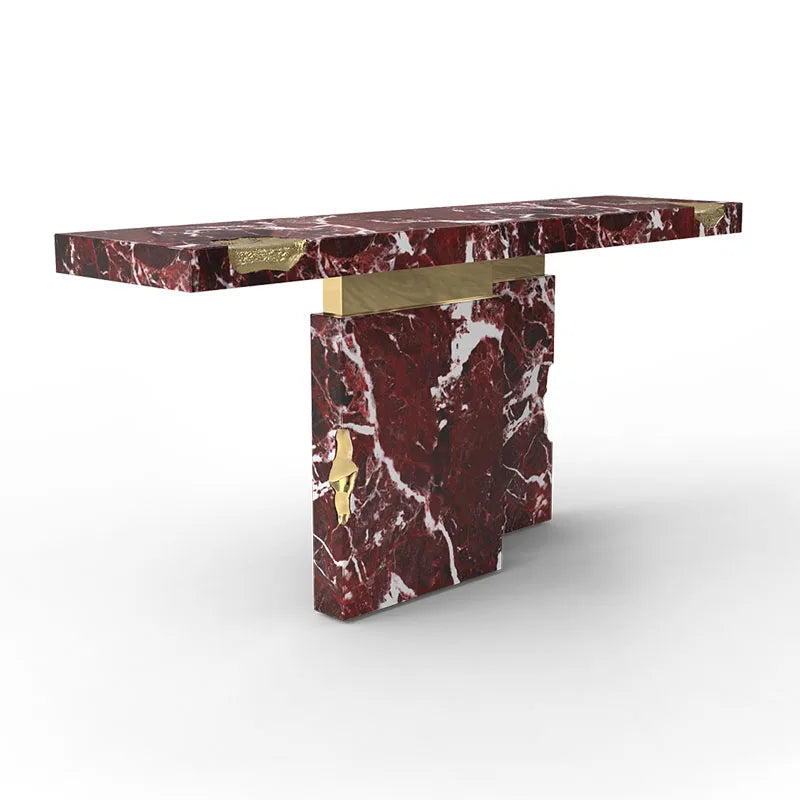 Modern Aluminium Console Table with Marble Top Customizable Size & Color for Home Villa Hotel Use