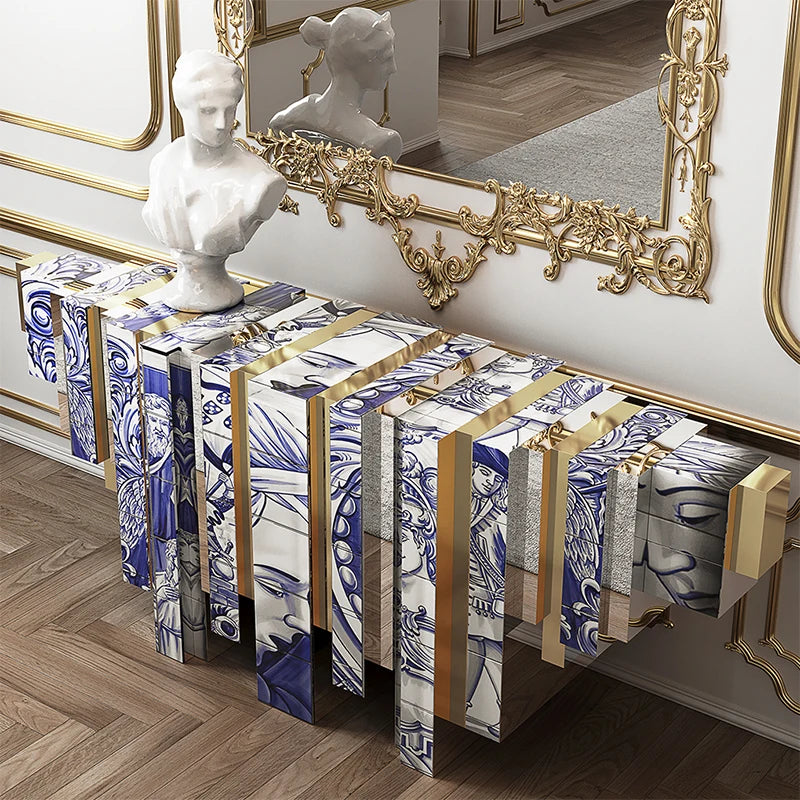 Modern Luxury Console Table Unique Painted Wooden Design