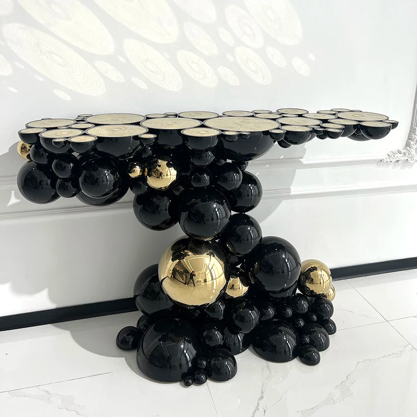 Modern Luxury Stainless Steel Console Tables Gold Metal Frame Mirrored for Hallway Living Room Hotel Mansion/Villa Furniture