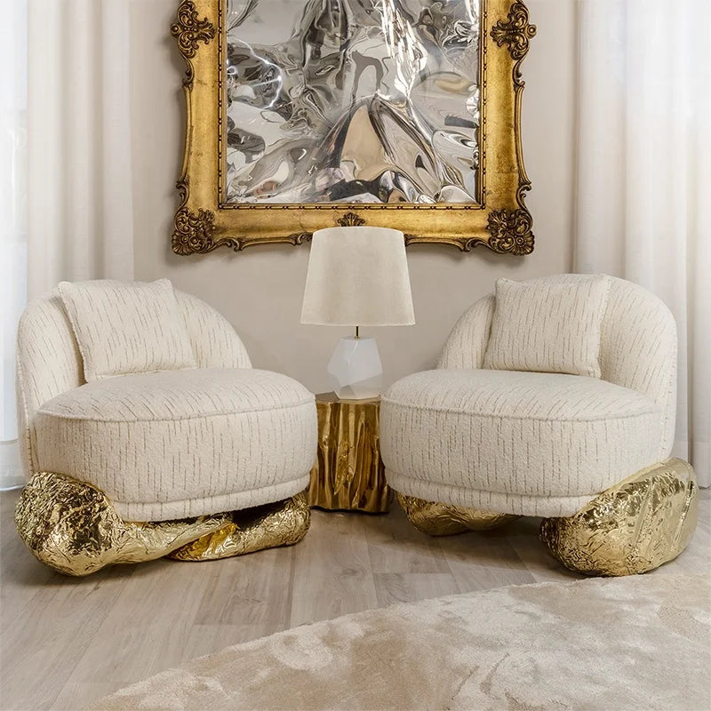 High-End Luxury Brass Art Straight Sofa